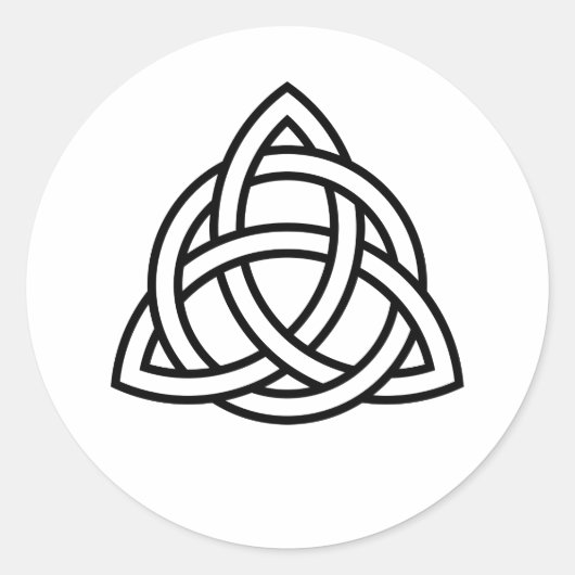 オリジナルケルトのトリケートラノットブラックアイコン ラウンドシール (正面)