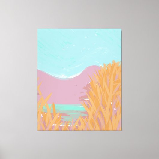 オリジナルコンテンポラリー「ザ・レイク」トリプチチのアートワーク キャンバスプリント (正面)