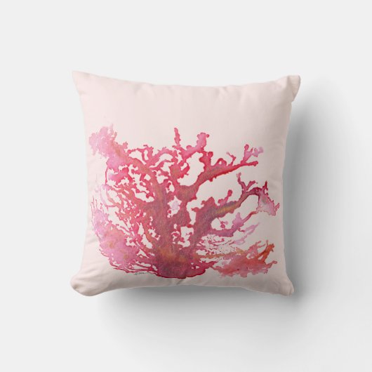オリジナルコーラルアートピンク装飾用クッション16インチx 16インチ クッション (正面)