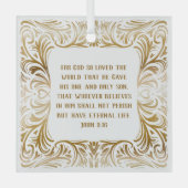 オリジナルゴールデンバイブル聖句ヨハネ3:16クリスマス ガラスオーナメント (正面)