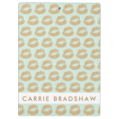 オリジナルゴールドグリッターリップスパターン 名前をカスタマイズ クリップボード (裏面)