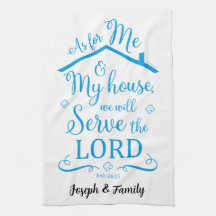 オリジナルサイン ヨシュア24:15 食器拭き (青)