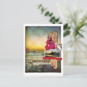 オリジナルサーフテーマデジタルアートコラージュはがき ポストカード (スタンド正面)