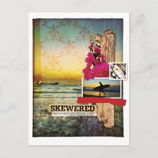 オリジナルサーフテーマデジタルアートコラージュはがき ポストカード (正面)