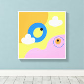 オリジナルシンプルアートイエローバードプリント キャンバスプリント (インサイチュ (ウッドフロア))