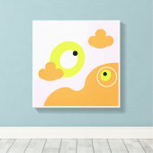 オリジナルシンプルアートピンクバードプリント キャンバスプリント (インサイチュ (ウッドフロア))