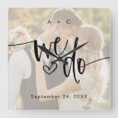 オリジナルスクリプト写真 ウェディングアニバーサリー スクエア壁時計 (正面)