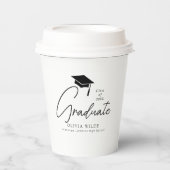 オリジナルスクリプト ブラック＆ホワイト 卒業式 8オンス 紙コップ (正面)