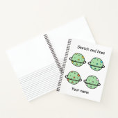 オリジナルスケッチとラインがかわいいユニバースの子供たちグリーン ノートブック (内部)