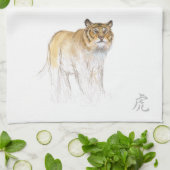 オリジナルスケッチ中国のタイガーイヤー誕生日KT01 キッチンタオル (折り畳み)