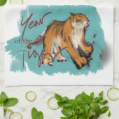 オリジナルスケッチ中国のタイガーイヤー誕生日KT03 キッチンタオル (折り畳み)