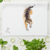 オリジナルスケッチ中国のタイガーイヤー誕生日KT04 キッチンタオル (折り畳み)