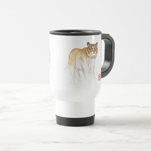 オリジナルスケッチ中国のタイガーイヤー誕生日TM1 トラベルマグ (正面右)