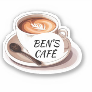オリジナルステッカー コーヒーカップと豆のロゴ シール
