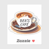 オリジナルステッカー コーヒーカップと豆のロゴ シール (シート)