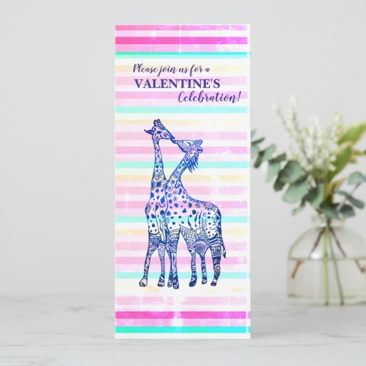 オリジナルストライプバレンタインパーティの招待状 招待状 (スタンド正面)