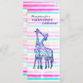 オリジナルストライプバレンタインパーティの招待状 招待状 (正面/裏面)