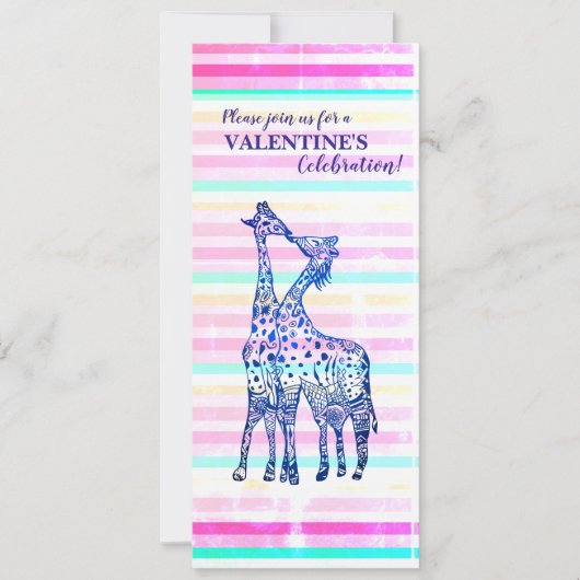 オリジナルストライプバレンタインパーティの招待状 招待状 (正面)