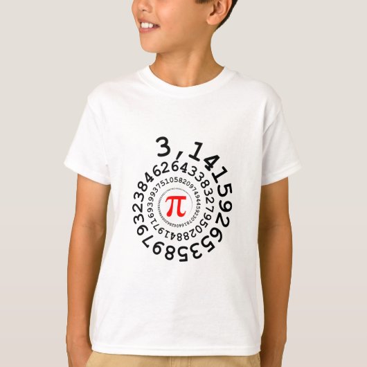 オリジナルスパイラルの桁Pi番号3,14... Tシャツ (正面)