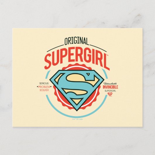 オリジナルスーパーガールヴィンテージロゴバッジ ポストカード (正面)