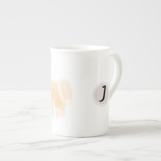 オリジナルタイガーウォーターカラー中国の〔占星術の〕十二宮図イニシャルM ボーンチャイナマグカップ (正面右)