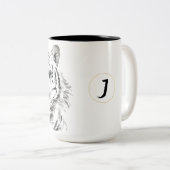 オリジナルタイガーウォーターカラー中国の〔占星術の〕十二宮図モノグラム ツートーンマグカップ (正面右)