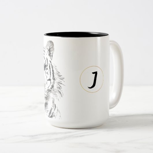 オリジナルタイガーウォーターカラー中国の〔占星術の〕十二宮図モノグラム ツートーンマグカップ (正面右)