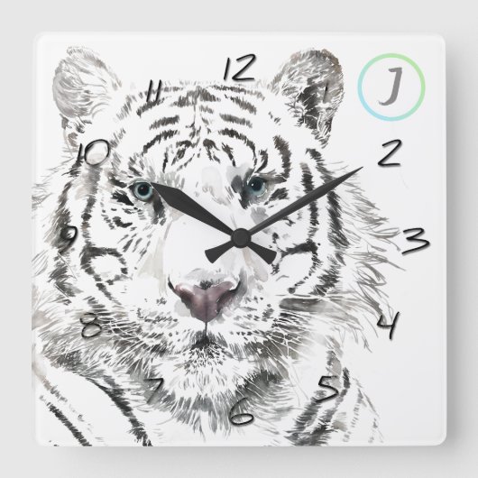 オリジナルタイガーウォーターカ中国のラー〔占星術の〕十二宮図誕生日 スクエア壁時計 (正面)