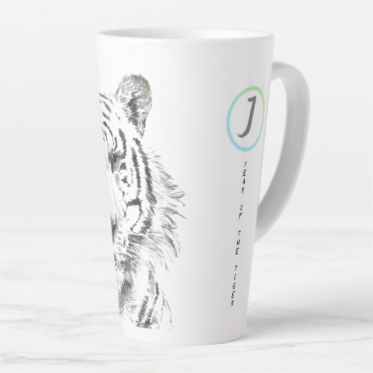 オリジナルタイガーウォーター中国のカラー〔占星術の〕十二宮図イニシャルL カフェラテマグ (右アングル)