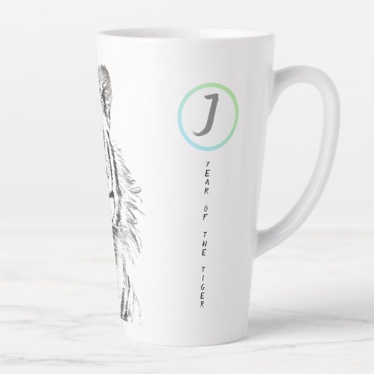 オリジナルタイガーウォーター中国のカラー〔占星術の〕十二宮図イニシャルL カフェラテマグ (右)