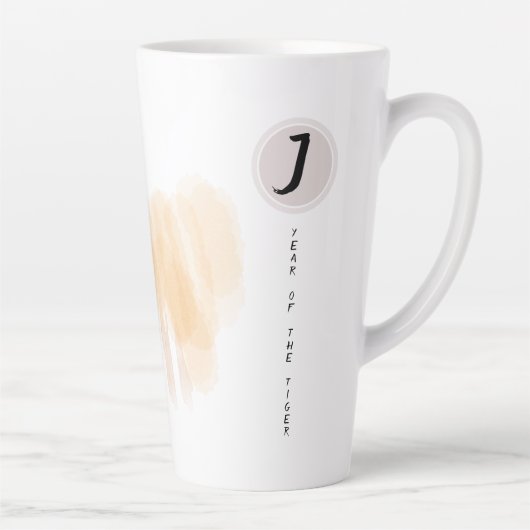 オリジナルタイガーウォーター中国のカラー〔占星術の〕十二宮図イニシャルL カフェラテマグ (右)