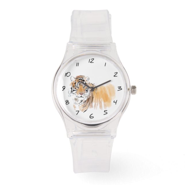 オリジナルタイガーウォーター色中国の〔占星術の〕十二宮図誕生日 腕時計 (正面)