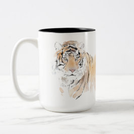 オリジナルタイガー水彩中国の〔占星術の〕十二宮図モノグラム ツートーンマグカップ