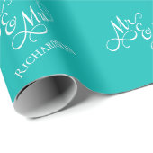 オリジナルターコイズ ミスター&ミセス ラッピングペーパー (ロールコーナー)