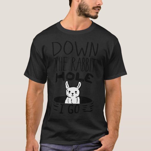オリジナルダウンうさぎ穴かわいい東おもしろいに行く Tシャツ (正面)