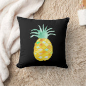 オリジナルティール（緑がかった色）オレンジ緑の水色パイナップル クッション (ブランケット)