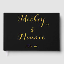 オリジナルテキストと写真付き クラシックブラック ゲストブック