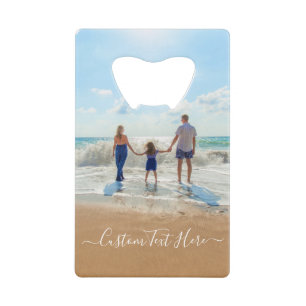 オリジナルテキストの写真付きボトルオープナー クレジットカード栓抜き