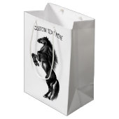 オリジナルテキストの黒い馬のギフトバッグ ミディアムペーパーバッグ (正面アングル)