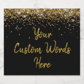 オリジナルテキストをここに カスタム ブラック ゴールド ギフト スパークリングワインラベル (シングルラベル)