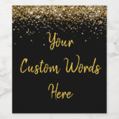 オリジナルテキストをここに カスタム ブラック ゴールド ギフト ワインラベル (シングルラベル)
