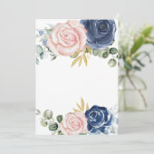 オリジナルテキストを入力する ネイビーブルーとピンクの花 招待状 (スタンド正面)