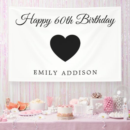 オリジナルテキスト入り60歳誕生日ホワイトバナー 横断幕 (パーティー)