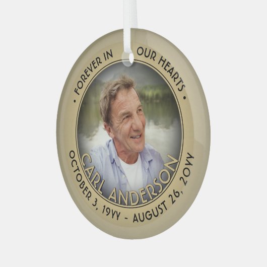 オリジナルテキスト1枚　メモリアル　ブラック&ゴールド　フォイル風プリント ガラスオーナメント (正面左)