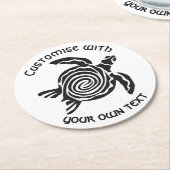 オリジナルテキスト トライバル タートル デザイン ラウンドペーパーコースター (アングル)