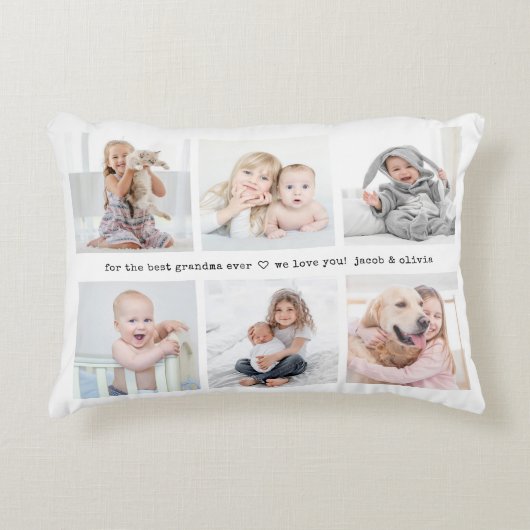 オリジナルテキスト フロント バック フォト コラージュ モダン 記念品 アクセントクッション (正面)