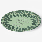 オリジナルテキスト ユーカリ フレーム – サージェングリーン ペーパープレート (アングル)