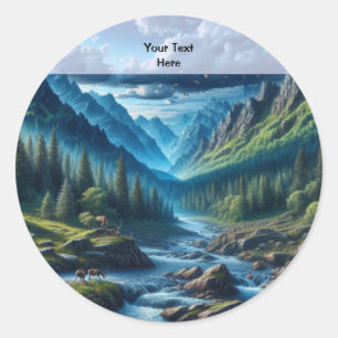 オリジナルテキスト 山岳風景 父へのギフト ラウンドシール
