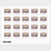 オリジナルテキスト 水彩花模様テンプレート スクエアシール (シート)