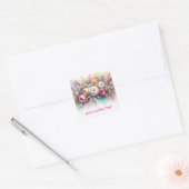オリジナルテキスト 水彩花模様テンプレート スクエアシール (封筒)